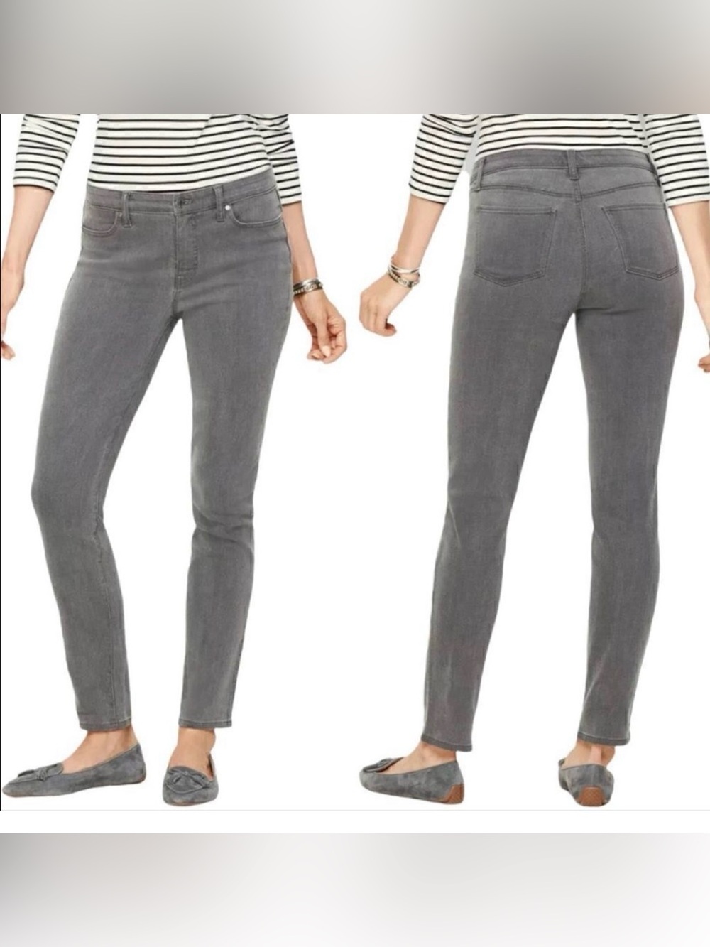 Talbot’s Gray Denim Flawless Five Pocket Slim Ankle Jeans 8 NWT